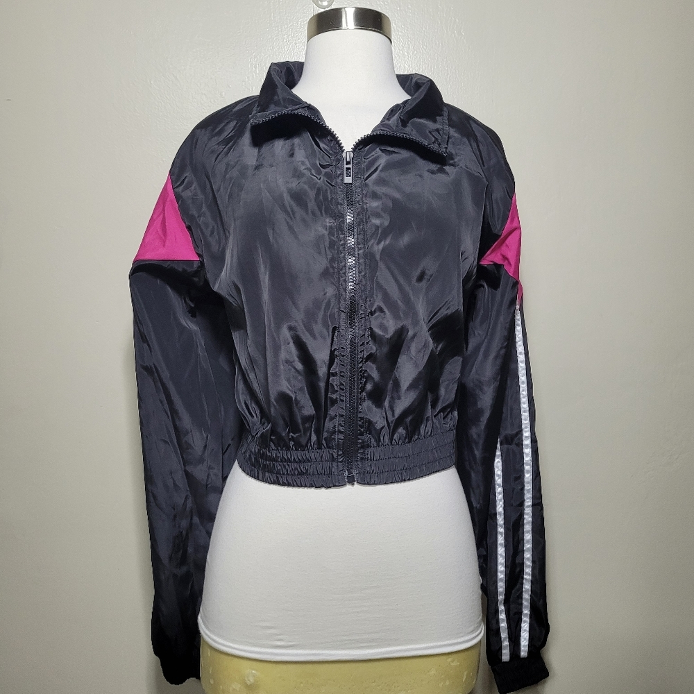 Rising Black Pink Crop Full Zip Jacket Size Medium